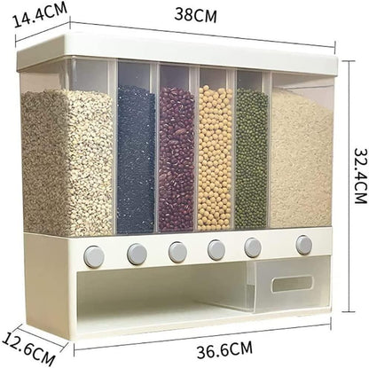 Adjustable 6-Grid Wall-Mounted Storage for Dry Grains