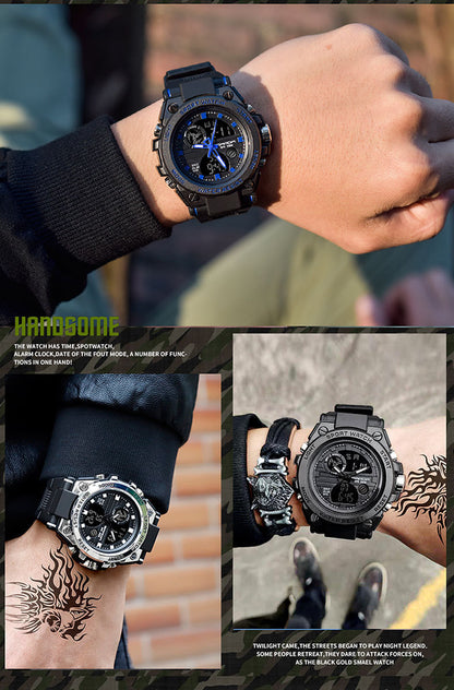 Outdoor Sports Dual Display Movement Multi-kinetic Energy Electronic Watch