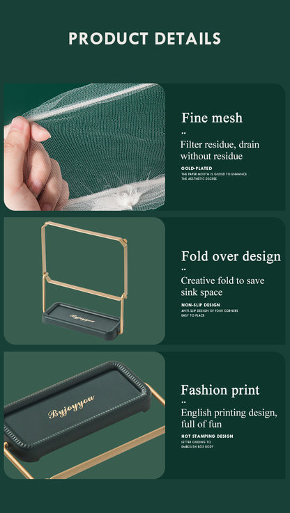 Sink Filter Rack Kitchen Foldable Sink Strainer Mesh Bag Stand Waste Garbage Net Shelf Anti-Clogging Disposable Garbage Mesh Bag