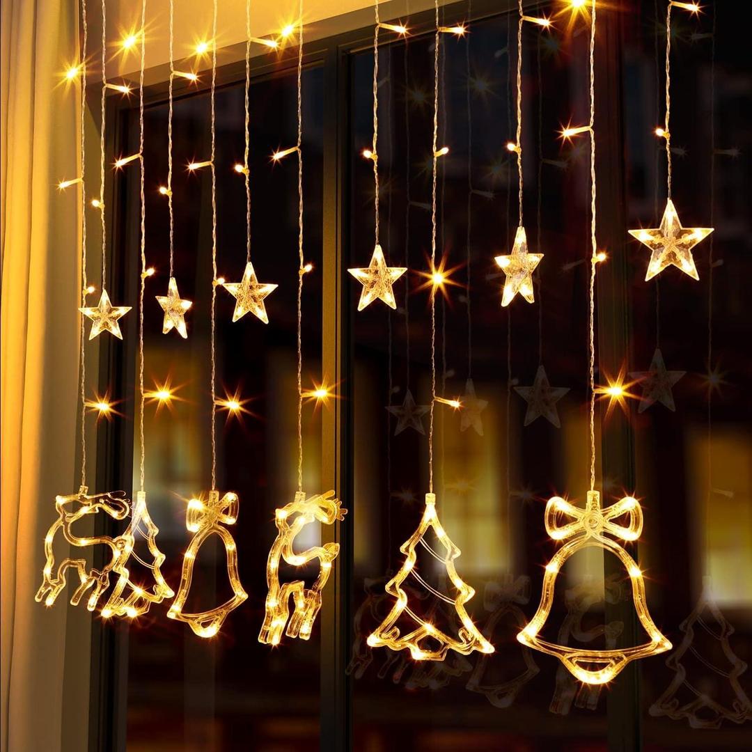 138 LED Stars Curtain String Lights - Decorative Starry Ambiance