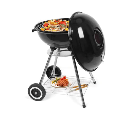 Portable Charcoal Grill, Outdoor Covered BBQ Grill, 4 Leg Roll, Outdoor Picnic Porch, Backyard, Camping, Tailgating, Steel Cooking Stove for Steaks and Chicken