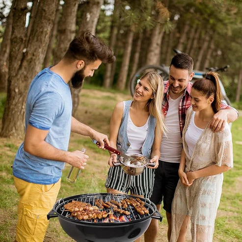 Portable Charcoal Grill, Outdoor Covered BBQ Grill, 4 Leg Roll, Outdoor Picnic Porch, Backyard, Camping, Tailgating, Steel Cooking Stove for Steaks and Chicken