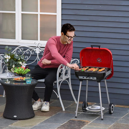 Charcoal grill with Wheels and Shelf