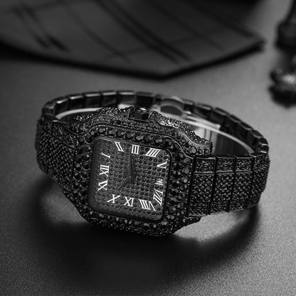 Straight European Hip Hop Diamond Quartz Wrist Watch