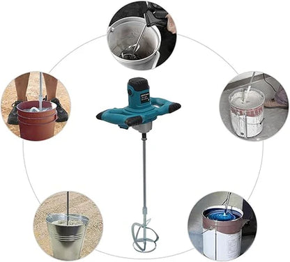 Handheld Electric Concrete Mixer, Portable Cement Mixer 1400W with 6 Adjustable Speed for Mix Feed, Paint, Glue, Putty