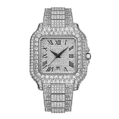 Straight European Hip Hop Diamond Quartz Wrist Watch