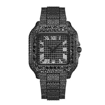 Straight European Hip Hop Diamond Quartz Wrist Watch